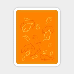 Autumn Foxes and Leaves Magnet