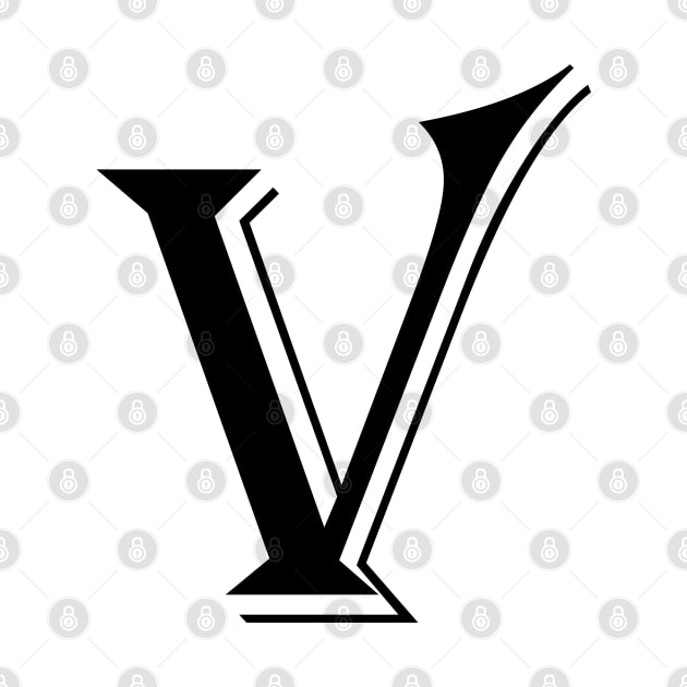 Black letter V in vintage style by Classical