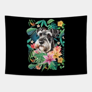 Tropical Salt and Pepper Schnauzer 3 Tapestry