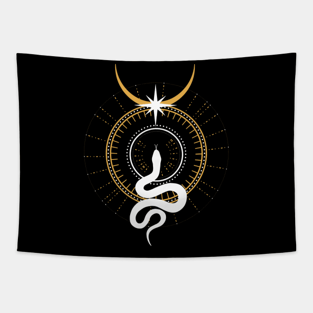 Snake and Moon Tapestry by Darkstar Designs