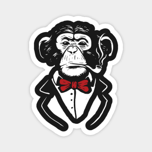 Gentleman monkey with bow tie smoking pipe Magnet