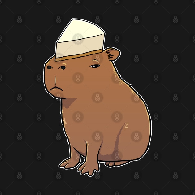 Capybara with Cheese Cake on its head by capydays