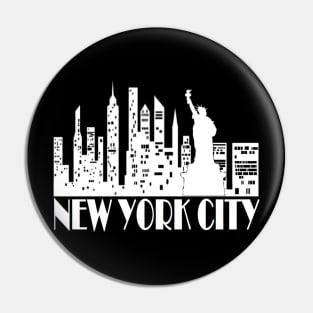 New York City Skyline - WHITE Pin