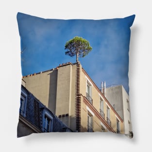 Pine tree on the top of a building Pillow