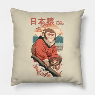 snow monkey Pillow