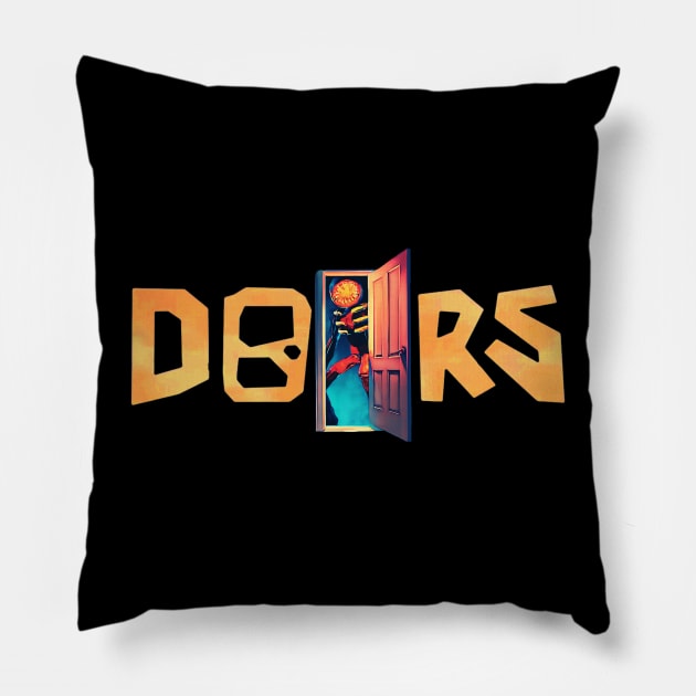 Open DOORS - Figure (Roblox Doors) Pillow by Atomic City Art