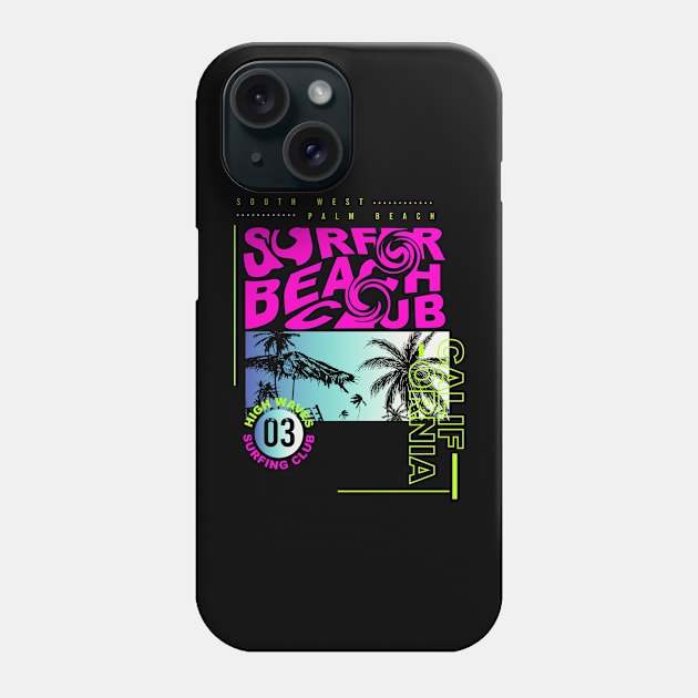 Surfer Beach Club California typography Phone Case by SSSD