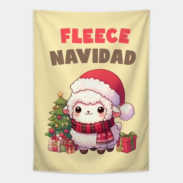 Fleece Navidad Christmas Sheep Tapestry by Takeda_Art