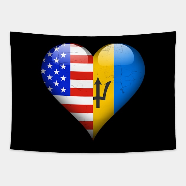 Half American Half Barbadian - Gift for Barbadian From Barbados Tapestry by Country Flags