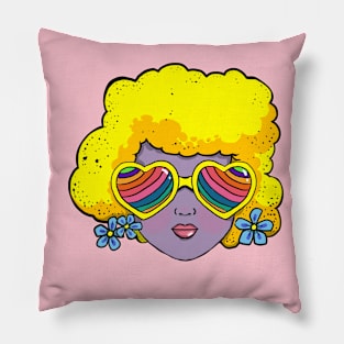 girl in heart glasses Pillow