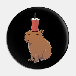 Capybara with a Soda on its head Pin