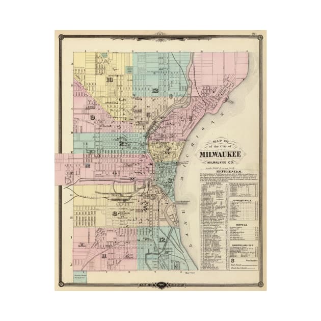 Vintage Map of Milwaukee Wisconsin (1878) by Bravuramedia