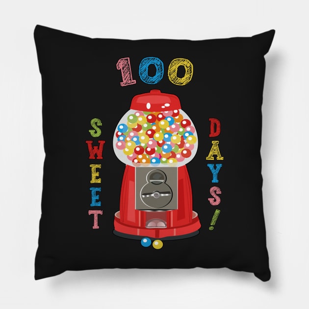 100 Days of School Gumball Machine for Kids or Teachers Pillow by Estrytee