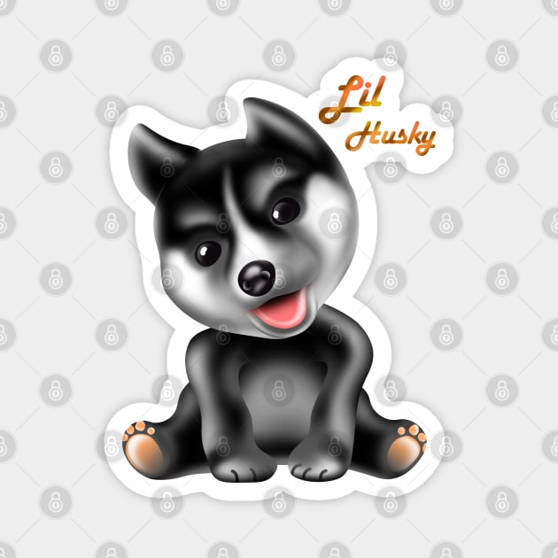 Lil husky smile puppy, pompsky puppies sitting Magnet by AdishPr