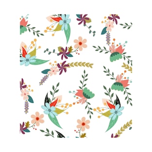 Flower and Leaf Pattern Design T-Shirt