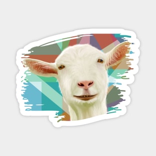 Friendly White Goat Geometric Background Magnet