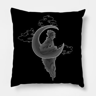 Moon Girl Greyscale Pillow