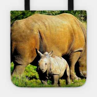 African Wildlife Photography Rhinoceros Mother and Calf Tote