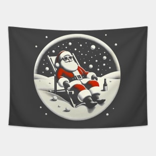 Santa's Sun and Sand Escape: Beach-Themed Christmas Tee Tapestry