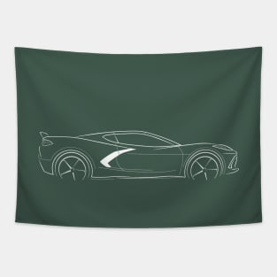 2020 Chevy Corvette Stingray C8 - profile stencil, white Tapestry