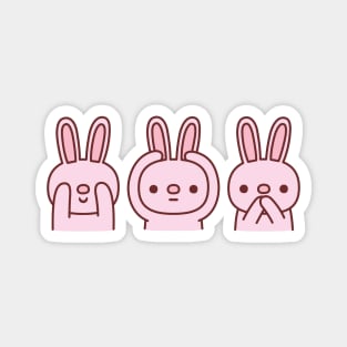 Funny Pink Bunnies See No Evil Hear No Evil Speak No Evil Magnet