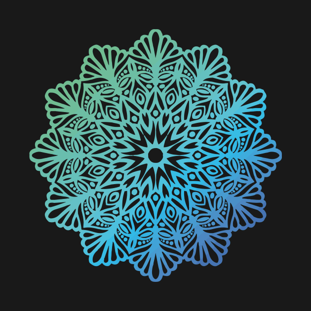 Rainbow Mandala Blue Green by Lemonflowerlove