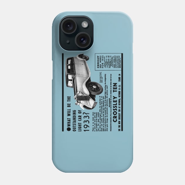 CROSSLEY TEN - 1933 advert Phone Case by Throwback Motors