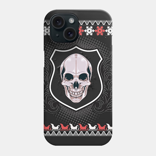 Ugly X-Mas Metal Skull Phone Case by InkDoneRight