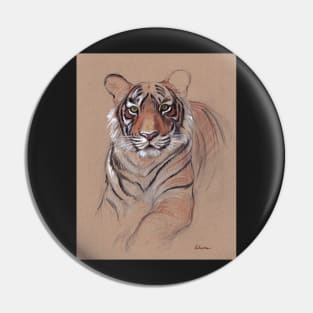 UNFINISHED BUSINESS - Original Tiger Drawing - Mixed Media (acrylic paint & pencil) Pin