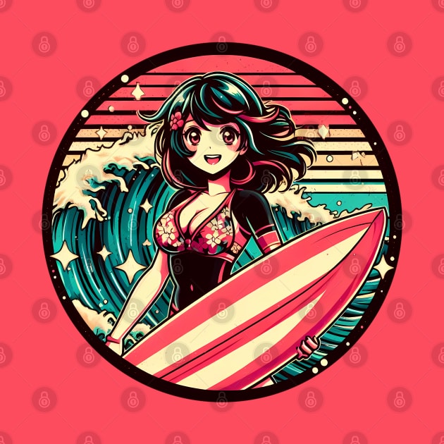 Retro Surfer Star Girl by MightyBiscuit