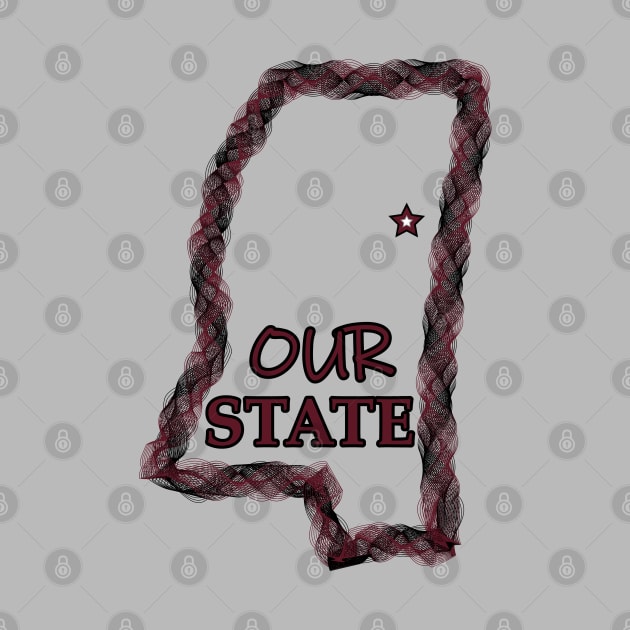 Our State MS Wreath - Maroon & Black by ObscureDesigns