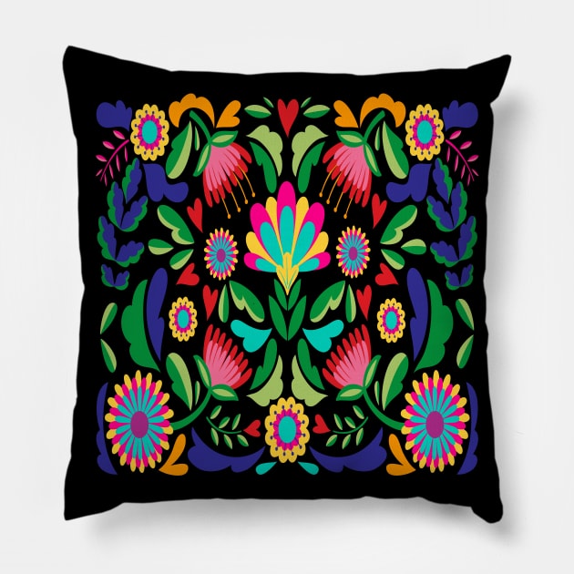 Mexican floral colorful vibes Pillow by Maia Pretty Designs