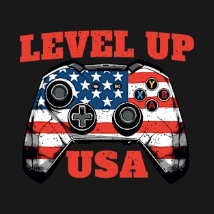 Level Up, USA Show Off Your Gaming Skills and American Pride with Style T-Shirt