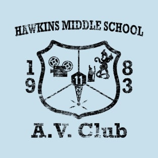 Hawkins Middle School A.V. Club Weathered Black T-Shirt