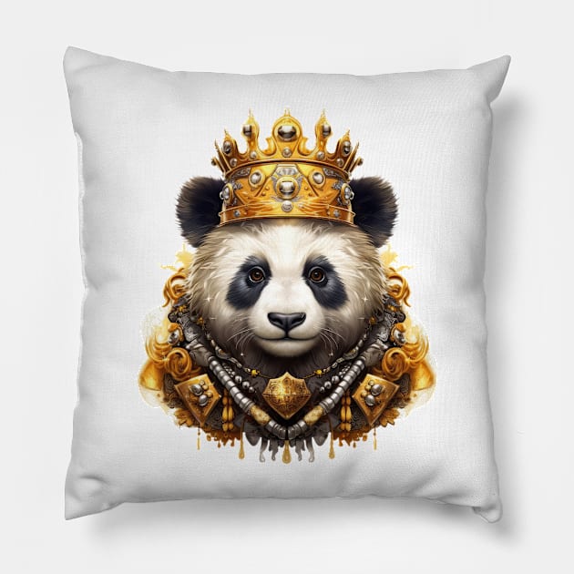 Panda Bear King Pillow by Chromatic Fusion Studio