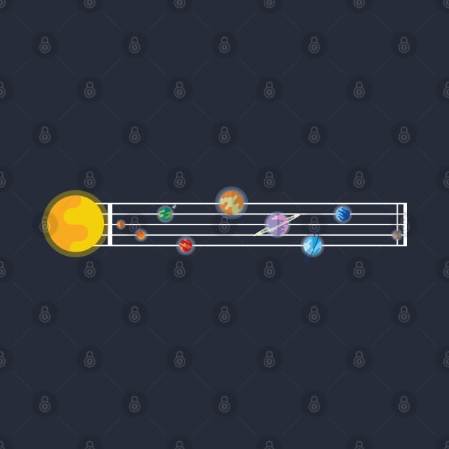 Planets of Solar System in a Light Music Sheet by Adrian's Outline