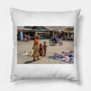 Market Scene Pillow