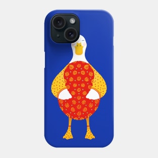 Cute white duck with red floral easter egg, version 4 Phone Case