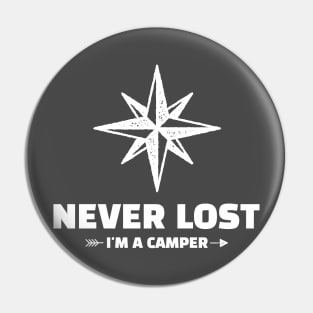 NEVER LOST I'M A CAMPER Pin