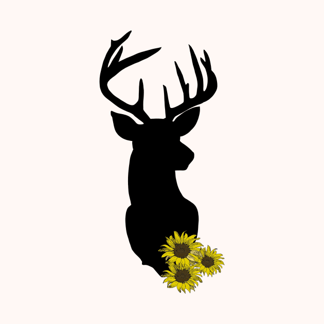 Vibrant Sunflower Deerhead by KateVegaVisuarts