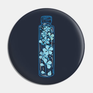 Blue flowers in a bottle Pin