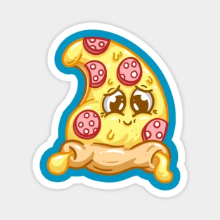 Cute Pizza Character Kawaii Slice Pepperoni Cartoon Illustration Magnet