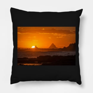 Sunset Over Glasshouse Mountains Pillow