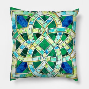 Green Celtic Knot Stone Mosaic Pillow