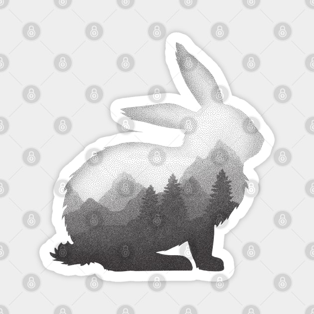 Dramabite Rabbit Bunny Hare Double Exposure Surreal Wildlife Animal Magnet by dramabite