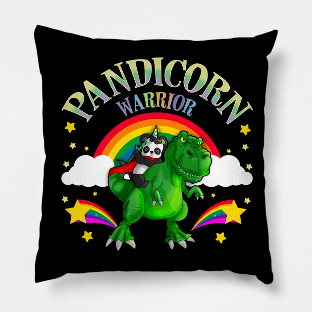 Pandicorn Warrior Panda Bear T Rex Dinosaur Pillow by E