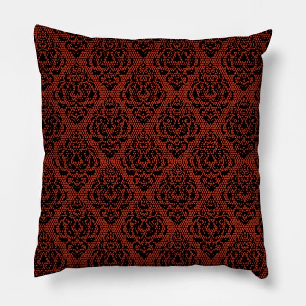 Fleur De Lis Lace Pattern - Red Pillow by SunGraphicsLab