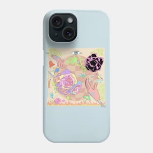 Dope hands and roses cartoon illustration Phone Case