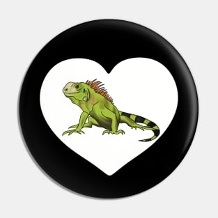 Iguana Heart for Iguana Lovers, White Pin