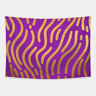 Purple Gold colored abstract lines pattern Tapestry